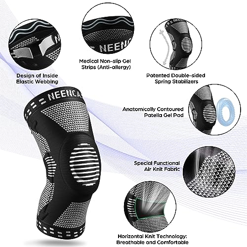 NEENCA Professional Knee Brace for Pain Relief, Medical Knee Support with Patella Pad & Side Stabilizers, Compression Knee Sleeve for Meniscus Tear, ACL, Joint Pain, Runner, Workout - FSA/HSA Eligible