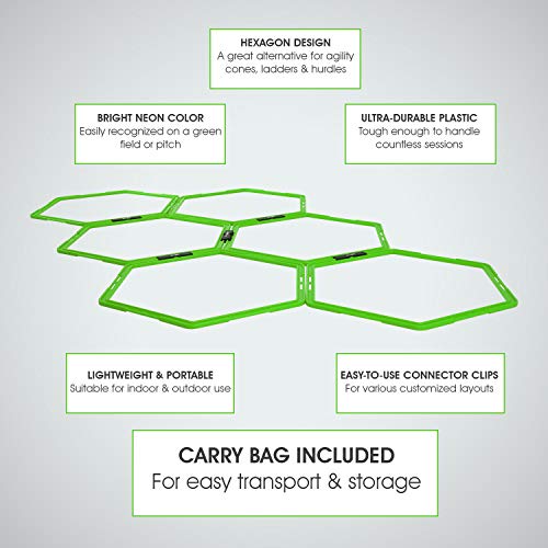 Yes4All Hex Agility Rings/Speed Rings with Carrying Bag – Hexagon Rings, Agility Hurdles for Agility Footwork Training