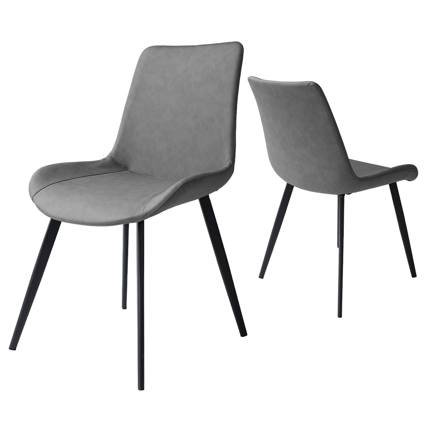 Dining Chairs Set of 4, Modern Kitchen & Dining Room Chairs, Upholstered Faux Leather Cushion Seat and Sturdy Metal Legs (4 Brown Chairs)