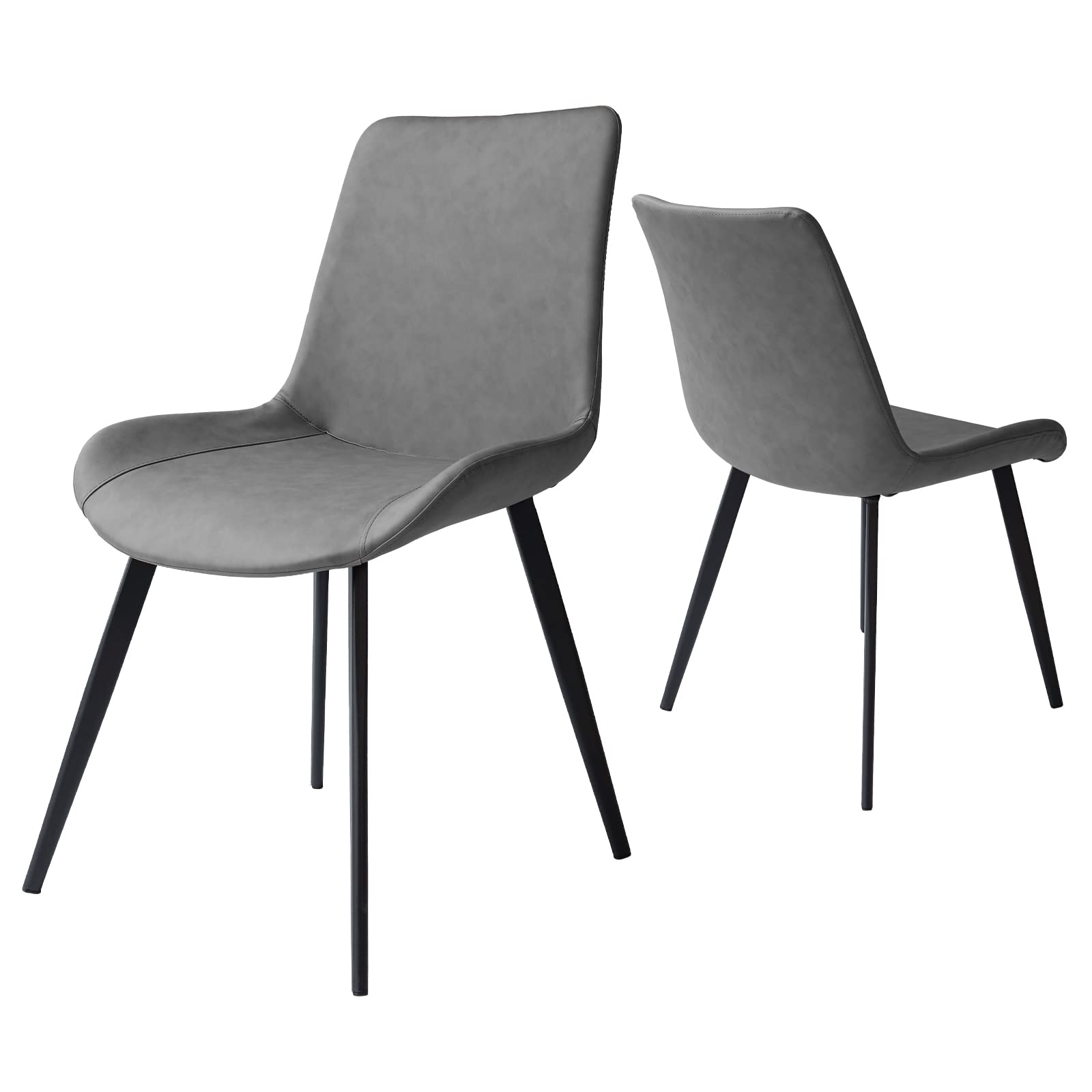 Dining Chairs Set of 4, Modern Kitchen & Dining Room Chairs, Upholstered Faux Leather Cushion Seat and Sturdy Metal Legs (4 Brown Chairs)