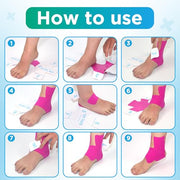 OK TAPE Precut Kinesiology Ankle Tape, 10 Pcs, Pain Relief, Prevent Ankle Sprain, Provide Support for Ankle Ligament, Elastic Athletic Tape, Breathable K Tape for Daily use - Black