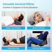 StrongTek Dual-Curve Cervical Pillow – Neck Traction Wedge for Pain Relief, Posture Correction & Stretching – Orthopedic Foam Pillow with Washable Cover