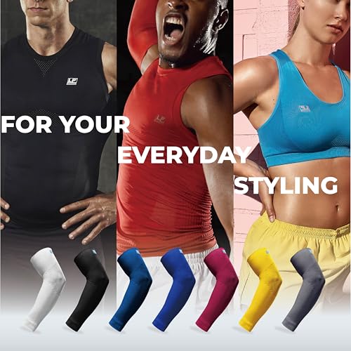 LP SUPPORT 668 Elbow Compression Sleeve Brace, Tennis and Golfer’s Elbow, Tendonitis, For Workouts, Men & Women (1-Pack)