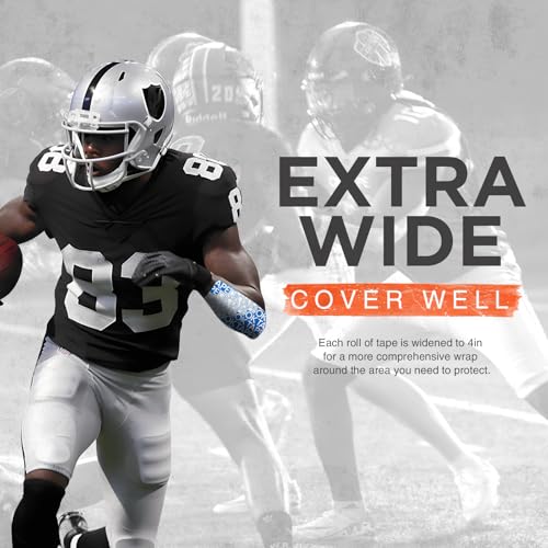OK TAPE Turf Tape Football, Extra Wide Kinesiology Tape, Protects Arm from Turf Burn, Waterproof, Flexible, Super Sticky, White Athletic Tape (4 Inch x 30 Feet)