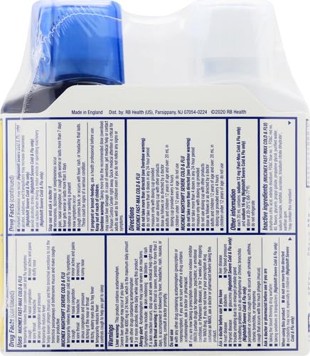 Mucinex Maximum Strength Fast-Max Cold & Flu and Nightshift, All-in-One Multi Symptom Relief Liquid, 6 Fl Oz - 2 Count (Pack of 1)