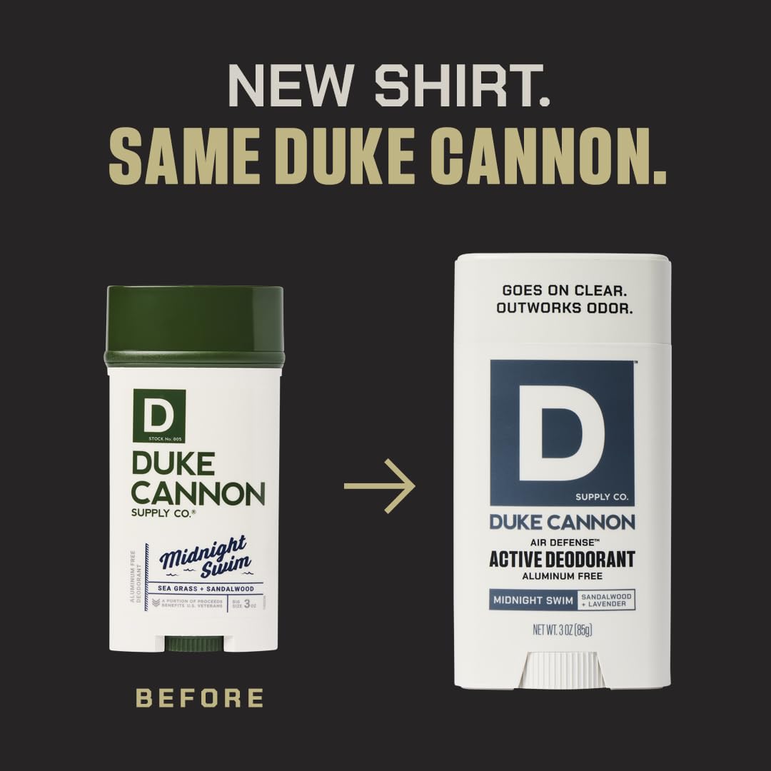 Duke Cannon Supply Co. Aluminum-Free Deodorant for Men 3 oz. Midnight Swim, 2 Pack - Unique Masculine Scent, Odor Control & Soothe Skin