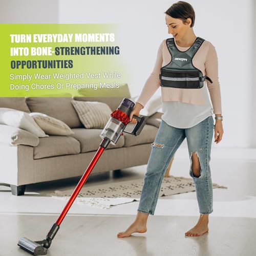 Weighted Vest Adjustable Weights for Women, 6-12 Lbs Weight Vest for Walking with Plus Size Pocket, Ruck Vest with 6 Ironsand Weights & Reflective Strip for Running, Workouts & Strength Training