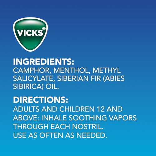 Vicks VapoInhaler, Portable Nasal Inhaler, Non-Medicated, Soothing Vapors, Menthol Scent, 1 Count