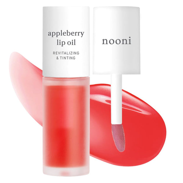 NOONI Korean Hydrating Lip Oil - Appleberry | Long-Lasting, Moisturizing, Plumping, Revitalizing for Dry Lips, Waterproof, No Peel Off, Hydrating, Nourishing Crystal Clear, 0.12 FL Oz