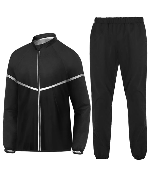 Sauna Suit for Men Sweat - Long Sleeve Shirt Jacket Workout Body Shaper Zipper Top Slimming Fitness Trainer Gym