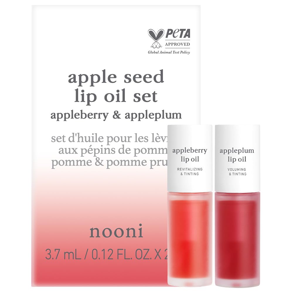 NOONI Korean Hydrating Lip Oil - Appleberry | Long-Lasting, Moisturizing, Plumping, Revitalizing for Dry Lips, Waterproof, No Peel Off, Hydrating, Nourishing Crystal Clear, 0.12 FL Oz