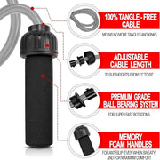 Weighted Jump Rope Workout (1LB) - Tangle-Free Ball Bearing Speed Skipping Rope for MMA Boxing Weight-loss Crossfit Fitness Home Exercise - Adjustable Rope Foam Handles for Men Women Cardio Training