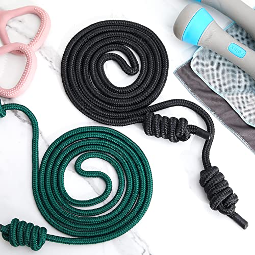 Lewtemi 2 Pcs Flow Exercise Rope for Fitness Flow Double Braid Workout Rope with Cloth Bags Adjustable Length Jump for Working out Men Women Gym Training Indoor Outdoor, 9 ft