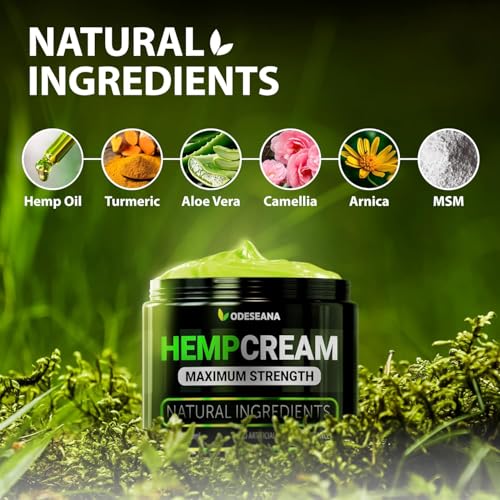 (2 Pack) Natural Hemp Cream - Maximum Strength Gel Rub to Soothe Discomfort - Cream with Hemp Oil, Arnica, MSM, Glucosamine, MSM, Aloe, Turmeric, Boswellia - Fast Absorption, Non-Greasy - 4 oz Total
