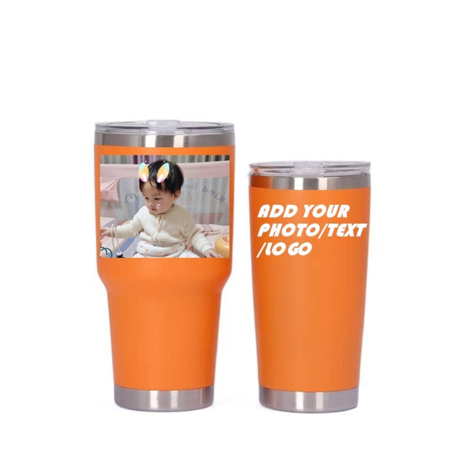 Personalized Photo 20oz 30oz Stainless Steel Tumbler,Custom Coffee Tumbler Cup With Lid And Strawstraw Vacuum Insulated With Text Photo Logo (PERSONALIZED)