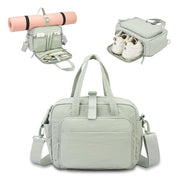 mini gym bag for women, travel duffel bag with wet pockets and Shoe Compartment,Lightweight carry on weekender duffel, water resistant,for sports,yoga,dance,khaki