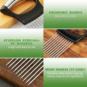 Stainless Steel Onion Slice Holder, 2025 New Onion Slice Holder for Slicing, Chopper Assistant Tool, Lemon Slicer Vegetable Cutter for Meat, Lemon, Potato, Tomato - Kitchen Gadgets (1)