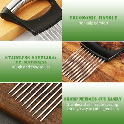 Stainless Steel Onion Slice Holder, 2025 New Onion Slice Holder for Slicing, Chopper Assistant Tool, Lemon Slicer Vegetable Cutter for Meat, Lemon, Potato, Tomato - Kitchen Gadgets (1)