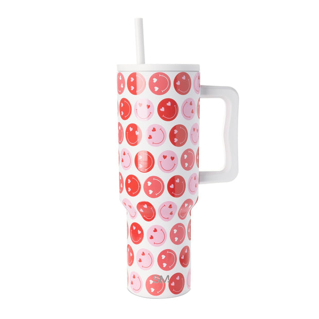 Simple Modern 40 oz Trek Tumbler with Handle and Straw Lid | Cup Holder Friendly Insulated Stainless Steel Travel Mug | Blue Dune