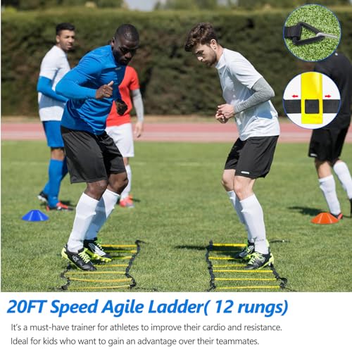 Soccer Agility Training Poles Equipment |Adjustable Soccer Equipment for Training Includes 6 Flexible Agility Poles