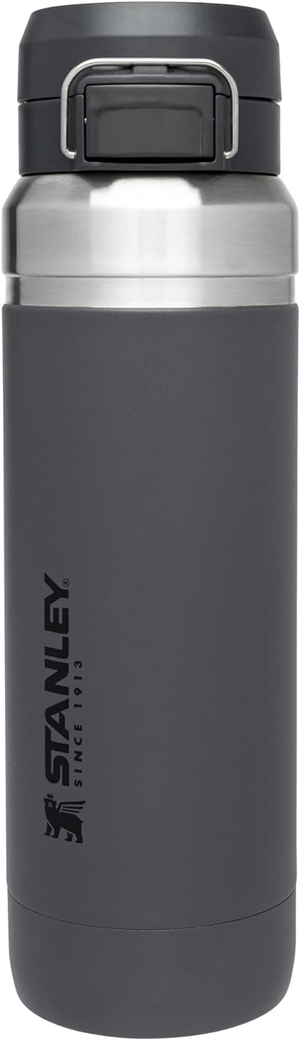 Stanley Quick Flip GO Water Bottle 36 oz | Push Button Lid | Leakproof and Packable for Travel and Sports | Insulated Stainless Steel | BPA-Free | Charcoal