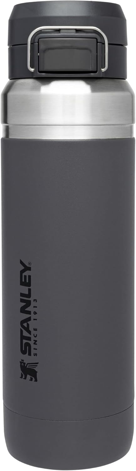 Stanley Quick Flip GO Water Bottle 36 oz | Push Button Lid | Leakproof and Packable for Travel and Sports | Insulated Stainless Steel | BPA-Free | Charcoal