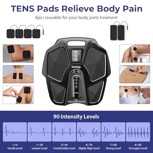 NURSAL TENS EMS Foot Massager for Neuropathy, Foot Nerve Muscle Stimulator Pro, Circulation and Body Pain Relief with TENS Unit Muscle Stimulator Pads, Electric Feet Legs Blood Circulation Machine