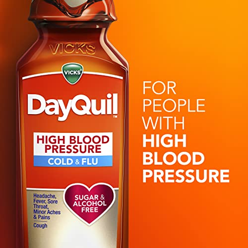 VICKS DayQuil & NyQuil High Blood Pressure Cold & Flu Relief Liquid Medicine Co-Pack, Powerful Multi-Symptom Daytime & Nighttime Relief for Cold, Cough, and Flu Symptoms, Sugar & Alcohol Free, 2x8oz