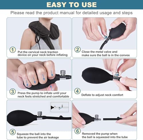 Neck Stretcher, Cervical Traction Device, Neck Traction Device, Adjustable Inflatable Neck Braces for Neck Pain and Support, Neck Stretcher Cervical Traction, Neck Decompression Home Use (Gray)