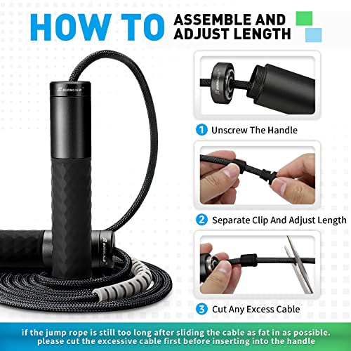 Weighted Jump Rope for Men, Women (1.5LB) - Alloy Steel Handles, Speed Skipping Rope, Gym,Indoor/Outdoor - Fitness, Workout, Boxing - Solid PVC & Cotton Rope