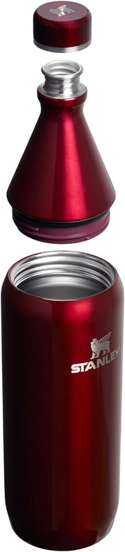 Stanley All Day Slim Bottle 34 oz | Twist off Lid with Leakproof Seal | Slim Design for Travel and Gym | Insulated Stainless Steel Water Bottle | BPA-Free | Garnet Shine