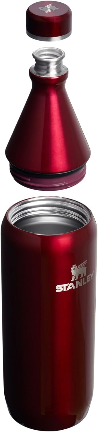 Stanley All Day Slim Bottle 34 oz | Twist off Lid with Leakproof Seal | Slim Design for Travel and Gym | Insulated Stainless Steel Water Bottle | BPA-Free | Garnet Shine