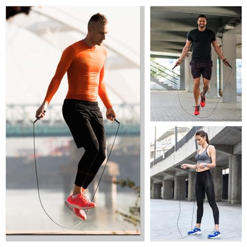 10 ft Speed Jump Rope with Handle, Adjustable Skipping Rope for Men Women, 3 oz Ultra-light Professional Fitness Boxing Cross Fit Exercises Gym Cardio Endurance Training Lovers (Black)
