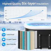 Upgraded 132-Gal Oval Ice Bath Tub with Air Ring, Portable Multi-Layered Cold Plunge Tub - Foldable & Inflatable, with Lid, for Athletes & Adults,Ideal for Home, Gym & Outdoor Use