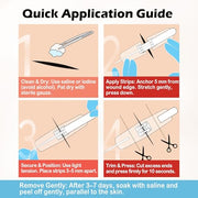 Wound Closure Strips(0.6"x 3.1" - 4 Pcs), Butterfly Bandages for Wound Care, Steri Emergency Laceration Closures Without Stitches for Outdoors Use.