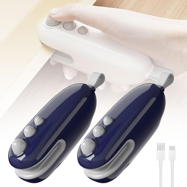 Mini Bag Sealer, 2026 Upgraded 2 in 1 Sealer with Cutter and Magnet, USB Rechargeable Chip Bag Heat Seal, Portable Handheld Resealer Machine for Plastic Bags Snack Bags Food Storage (Blue)