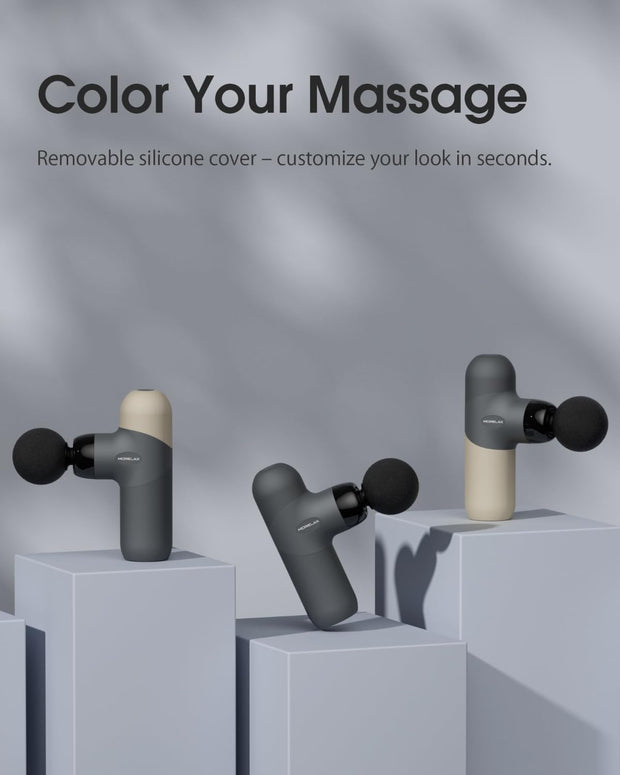 Mini Massage Gun, Percussion Muscle Massager for Back Pain Relief, Compact Sports Travel Massage Gun with 6 Massage Heads 4 Speeds, Gift for Her, Home, Athletes