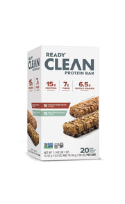 Ready Clean Protein Bars, Assorted Chocolate Peanut Butter and Dark Chocolate Sea Salt, 20 Count, 15g Protein