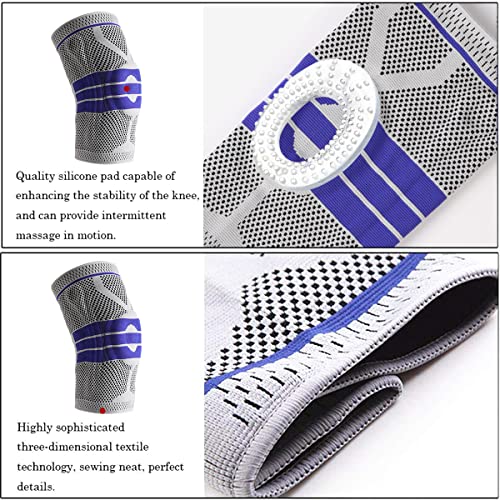 Knee Brace Compression Sleeve for Knee Pain Wraps Patella Stabilizer with Silicone Gel Spring Support, Hinged Kneepads Protector for Meniscus Tear Arthritis Men Women