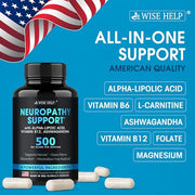 Neuropathy Support Natural Nerve Discomfort Relief - Made in USA - Nerve Antioxidant for Trigeminal Neuralgia, Diabetic & Peripheral Neuropathy - Hands, Neck, Feet & Toes Treatment Formula - 60 Caps
