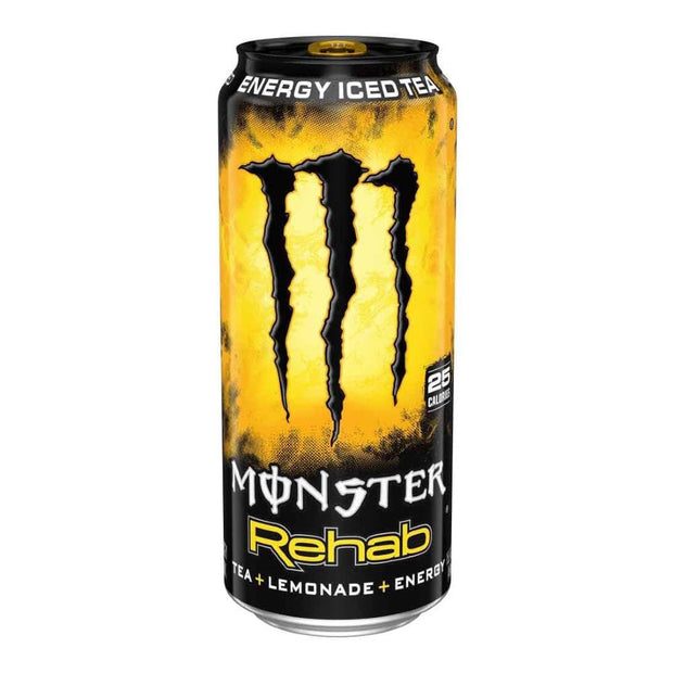 Monster Energy Rehab Tea + Lemonade + Energy, Energy Iced Tea, Energy Drink 15.5 Ounce (Pack of 15)
