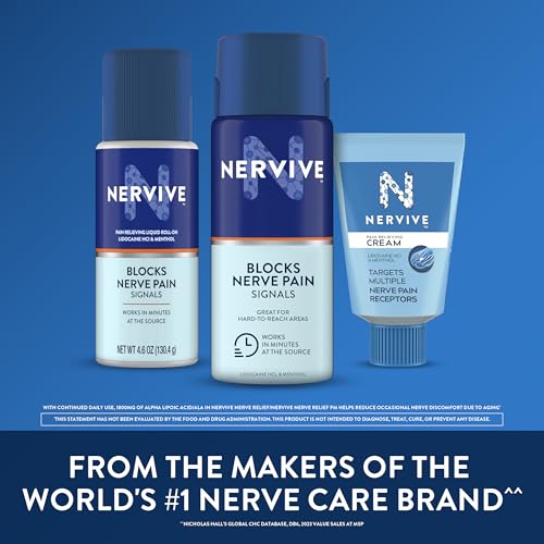 Nervive Nerve Care, Pain Relieving Large Spray, Max Strength No-Mess Topical Pain Reliever with Lidocaine and Menthol for Toes, Feet, Fingers, Hands, Legs & Arms, 4.5oz