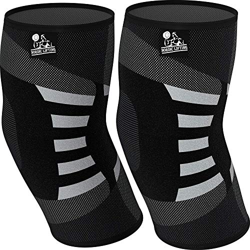Nordic Lifting Elbow Compression Sleeves (1 Pair) – Support for Pain Relief, Tendonitis, Golfer’s & Tennis Elbow Recovery