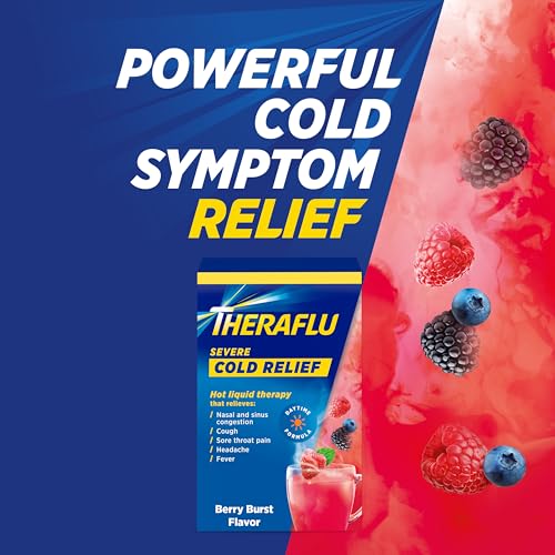 Theraflu Powder for Daytime Severe Cold and Cough, Berry Infused with Menthol (6 packets)