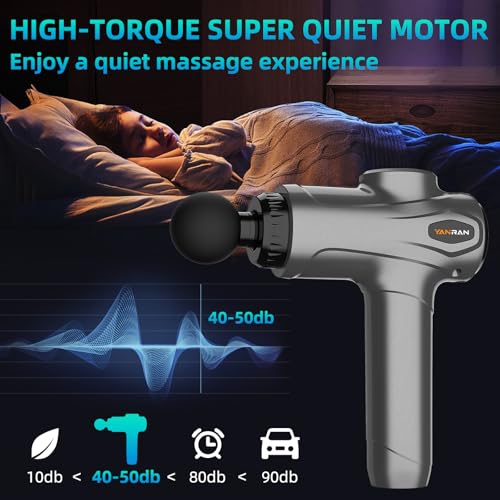 YANRAN Deep Tissue Massage Gun Portable, Percussion Massage Gun with 7 Levels & 6 Massage Heads, Electric Massager for Muscles Pain Relief, Gifts for Men Women Athletes for Sports and Relaxation