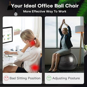 Yoga Ball, 18-30 Inch Extra Thick Exercise Ball for Workout Fitness Balance, Anti Burst Chair for Home and Office Desk, Includes Hand Pump & Workout Guide Access
