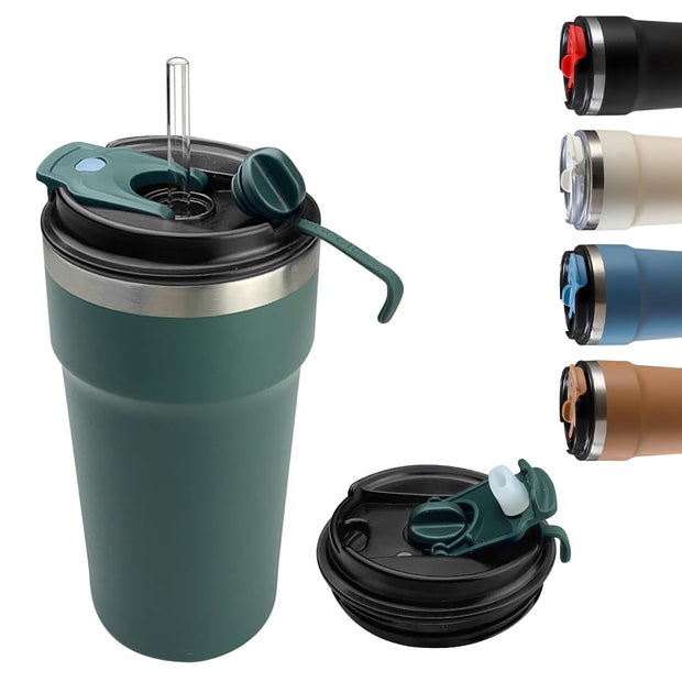 Travel coffee mugs leak-proof, reusable coffee cups with lids, stainless steel vacuum thermos coffee tumblers,thermal insulation cups for men and women keep hot & cold drinks(2nd-Black, 12OZ)