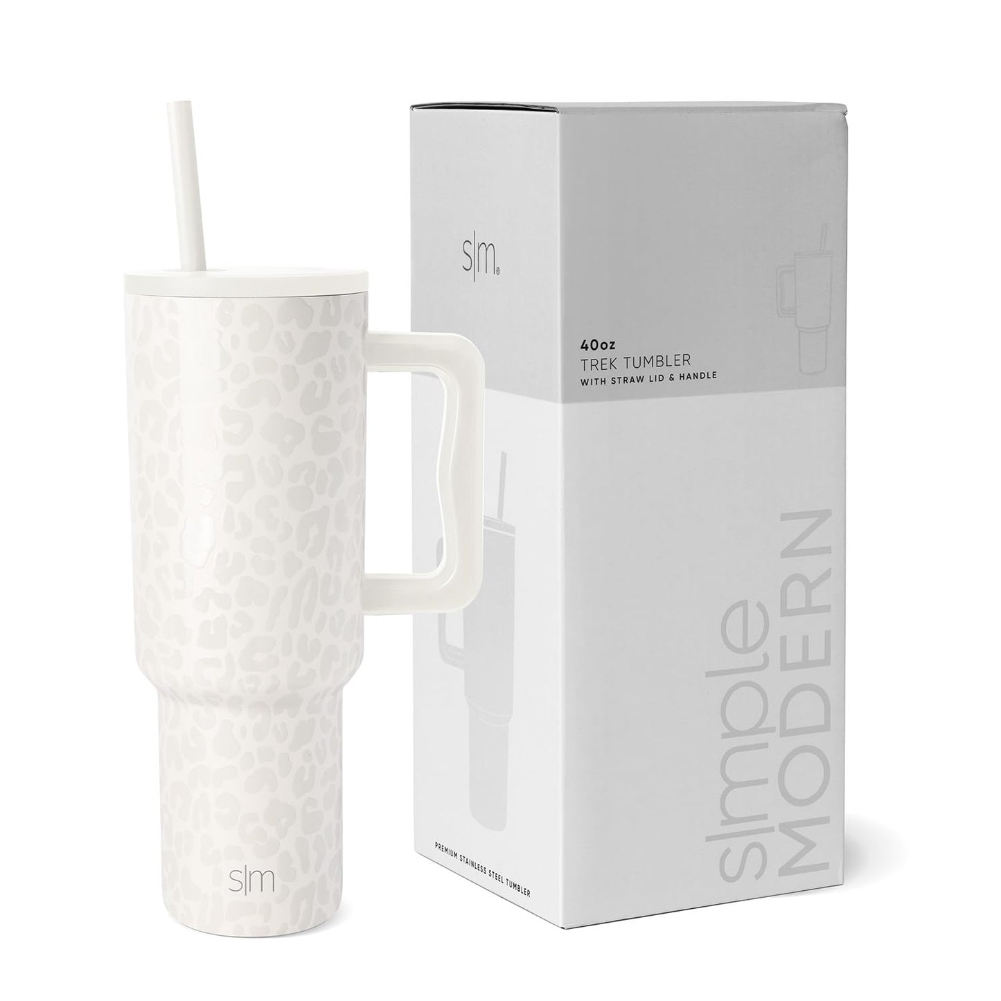 Simple Modern 40 oz Trek Tumbler with Handle and Straw Lid | Cup Holder Friendly Insulated Stainless Steel Travel Mug | Blue Dune