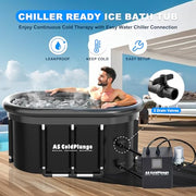 XXL Oval Ice Bath Tub for Cold Plunge, Portable Ice Pod with Lid, 148Gal Inflatable Cold Plunge Tub with 2 Drain Valves for Chiller Connection, Cold Therapy Recovery, Indoor Outdoor Use