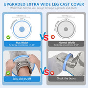 100% Waterproof Extra Wide Leg Cast Cover for Shower with Non-Slip Bottom Reusable Shower Boots Protector for Adult Leg Ankle Foot After Surgery Bandage Dressing Wound Immobilizer/Brace, Walking Boots